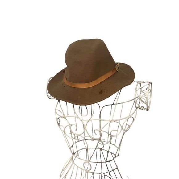 RARE VINTAGE PREOWNED Country Gentlemen Brown 100% Wool Lite Felt Safari Fedora - Picture 6 of 12